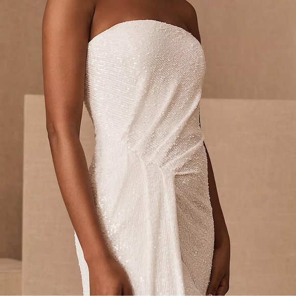 Black Halo Eve by Laurel Berman x BHLDN Domino 4 / Sm White Sequin Strapless - Picture 14 of 14